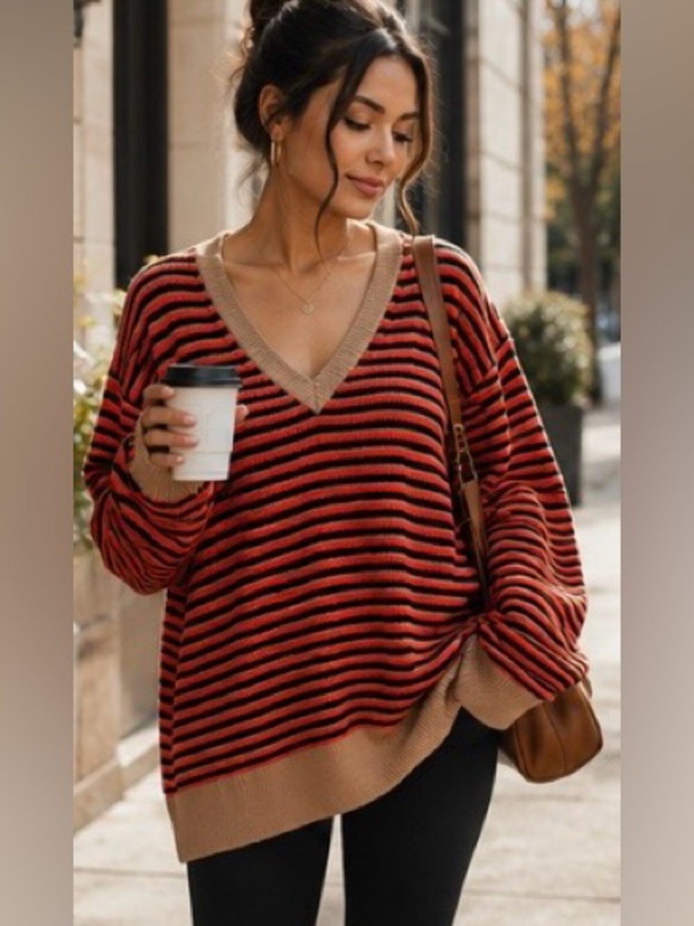 Cabi Jazz Pullover Striped V-Neck Sweater Style 4784 Size Medium